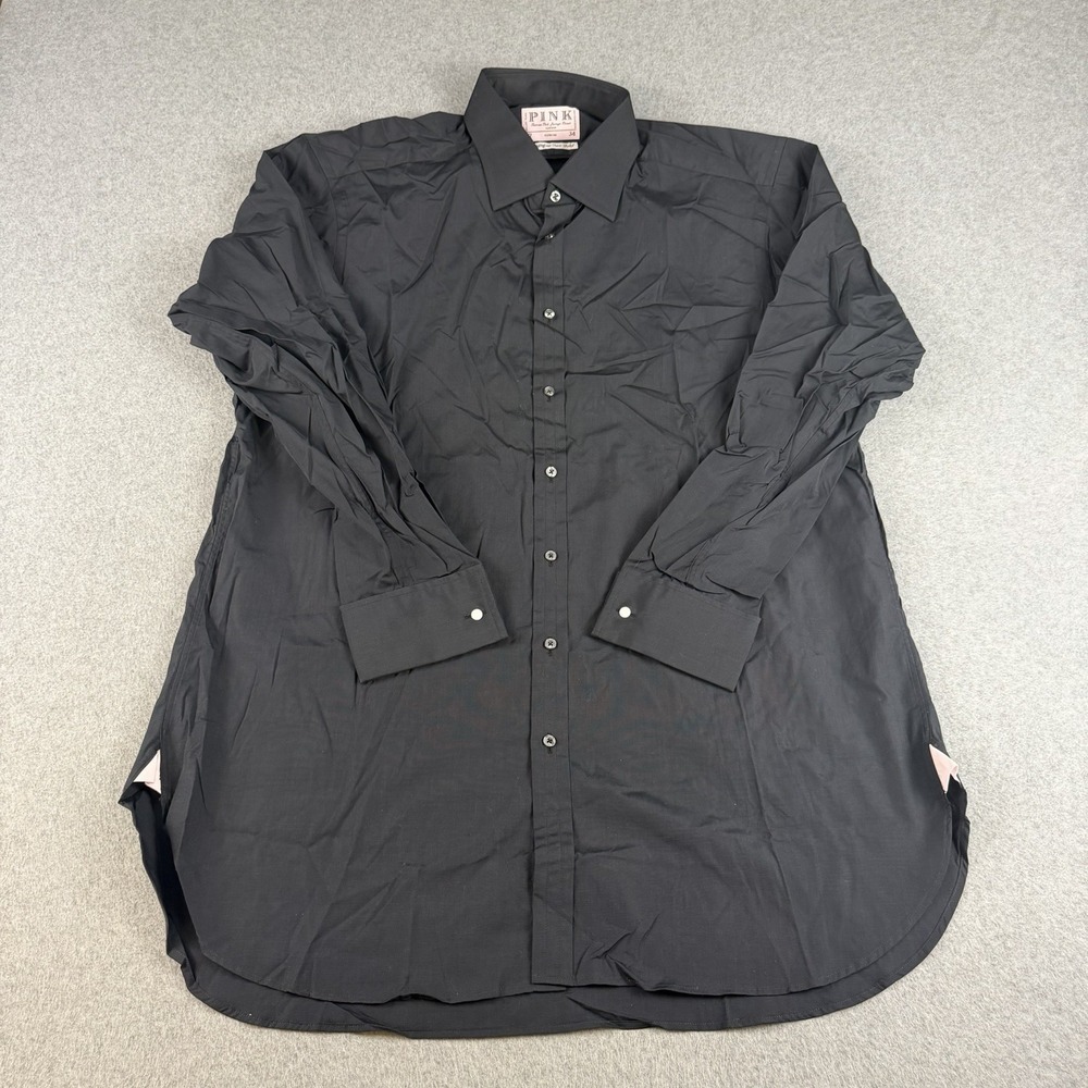 Vintage Thomas Pink Superfine Two-Fold Black Dress Shirt 17/34 Cotton